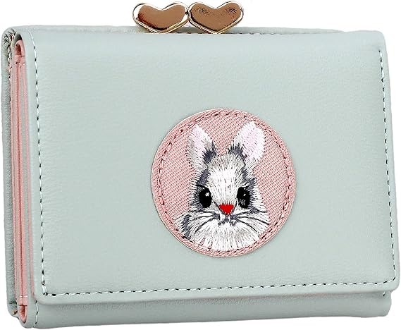 JIUFENG Women's RFID Blocking Short Wallet Multi Purpose Purses Animal Embroidered Billfold Credit Card Holder Coin Pouches | RFID Blocking