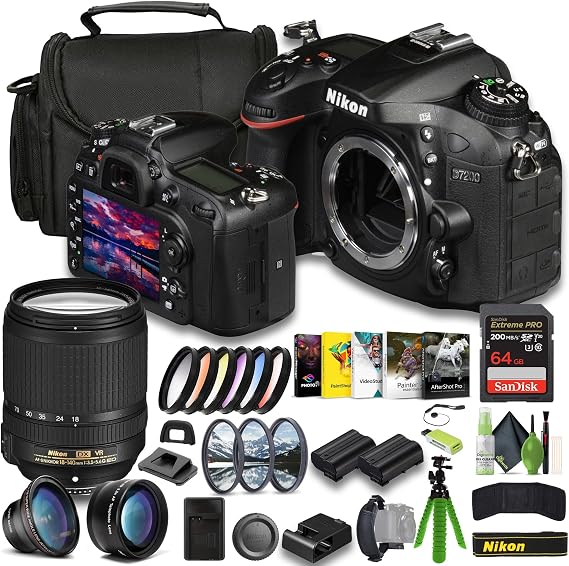 Nikon D7200 24.2 MP DX-Format DSLR Camera with 18-140mm Lens Bundle | For Photography & Video + 64GB Memory Card + More