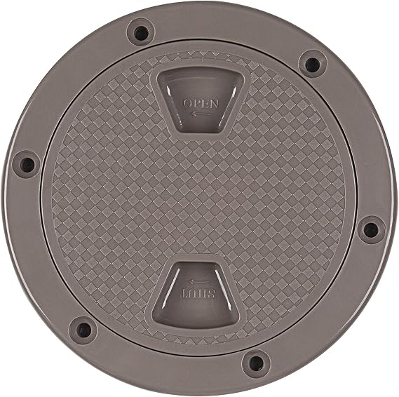 SEAFLO 4" - 6" Tan Circular Non Slip Inspection Hatch with Detachable Cover and Foam Seal