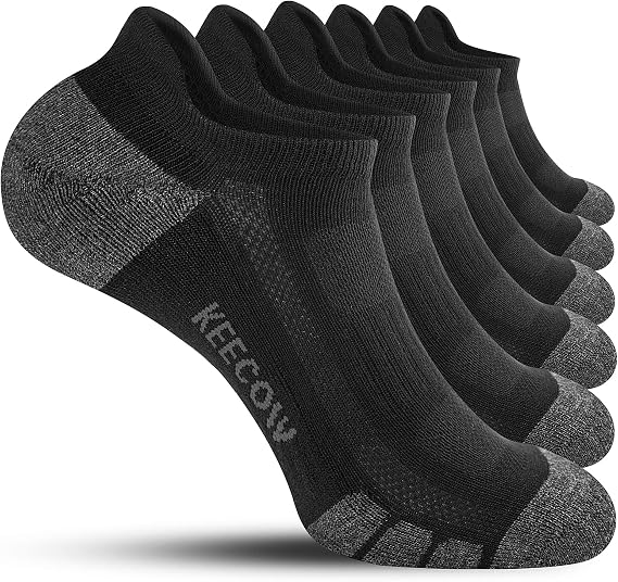 KEECOW Ankle Socks Men & Women 6 Pairs Cushioned Low Cut Running Cotton