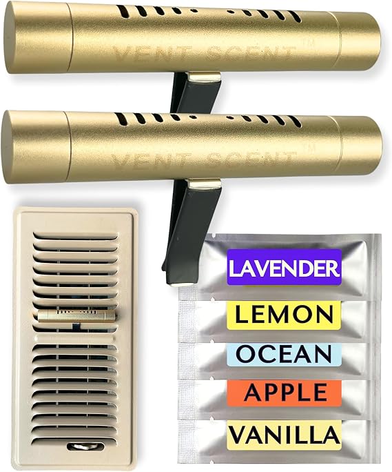 Whole Home Air Freshener | 10 Scented Sticks Included | Passive Essential Oil Diffuser | Easier Placement Than HVAC Furnace Filter or AC | House Freshener Fragrance System (Brown)