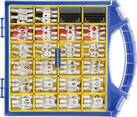 haisstronica 220PCS Tinned Cable Lug & Heat Shrink Kit AWG 8/6/4/2/1