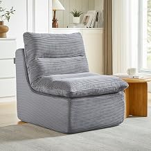 ROXGOX Boneless Chair Small Lounge Chairs for Adults, Memory Foam Reading Chair Bean Bag Sofa for Living Room, Bedroom, Gaming Reading, No Assembly Required Gray