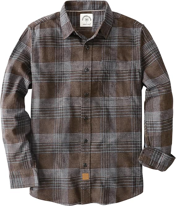 Dubinik 6 oz Flannel Shirt for Men Cotton Casual Long Sleeve Button Down