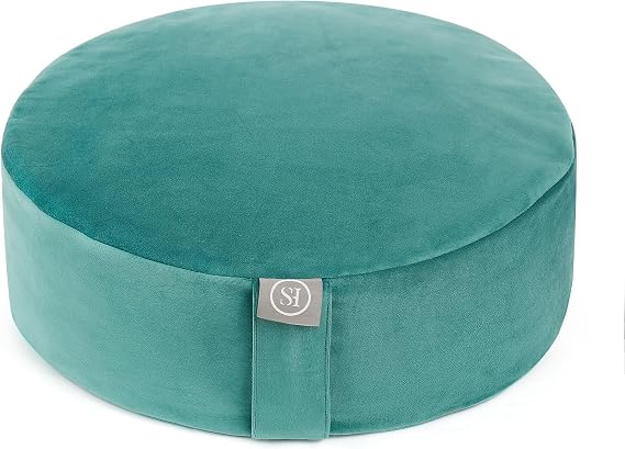 Meditation Cushion Bolster Pillow for Restorative Yoga Supportive Cushion for Meditation, Pilates, and Relaxation Filled with Buckwheat Hulls - Removable Cover