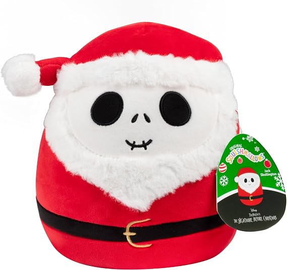 Squishmallows 8-Inch Jack Skellington Holiday Jazwares Disney Plush | Soft Squishy Collectible Nightmare Before Christmas Decor Stuffed Animal Gift for Kids, Boys & Girls