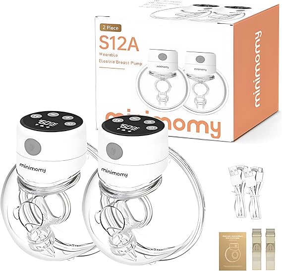 Wearable Hands-Free Electric Breast Pump Double Portable Pump, 3 Modes 12 Levels, Quiet Rechargeable Breastfeeding Pump, LED Display, 24mm & Multiple Flange Sizes (2 Count) (with Box)