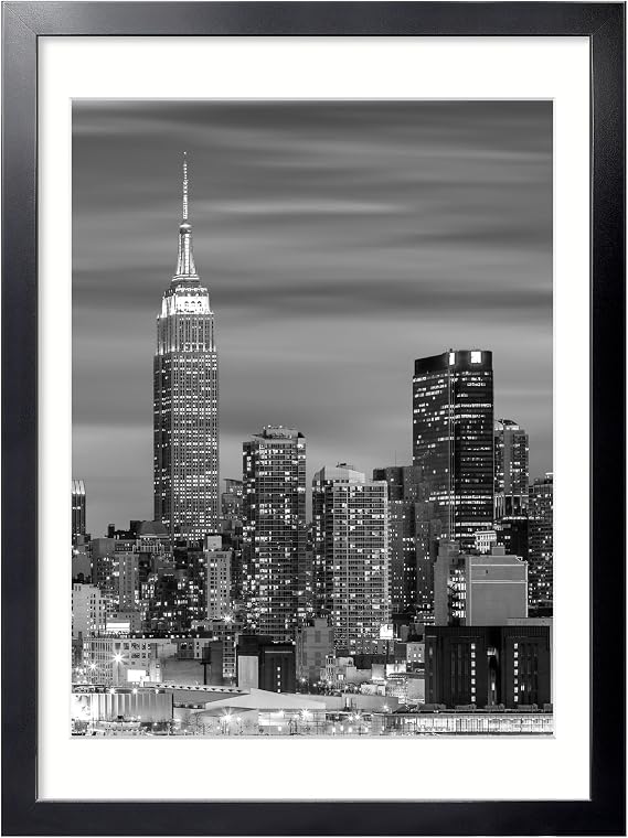 Giverny 20x28 Frame Black 1 Pack, Wood 20x28 Picture Frame, Showing 18x24 Pictures with Mat, Simple and Classic Style Suitable for Decorating Houses, Offices, Hotels