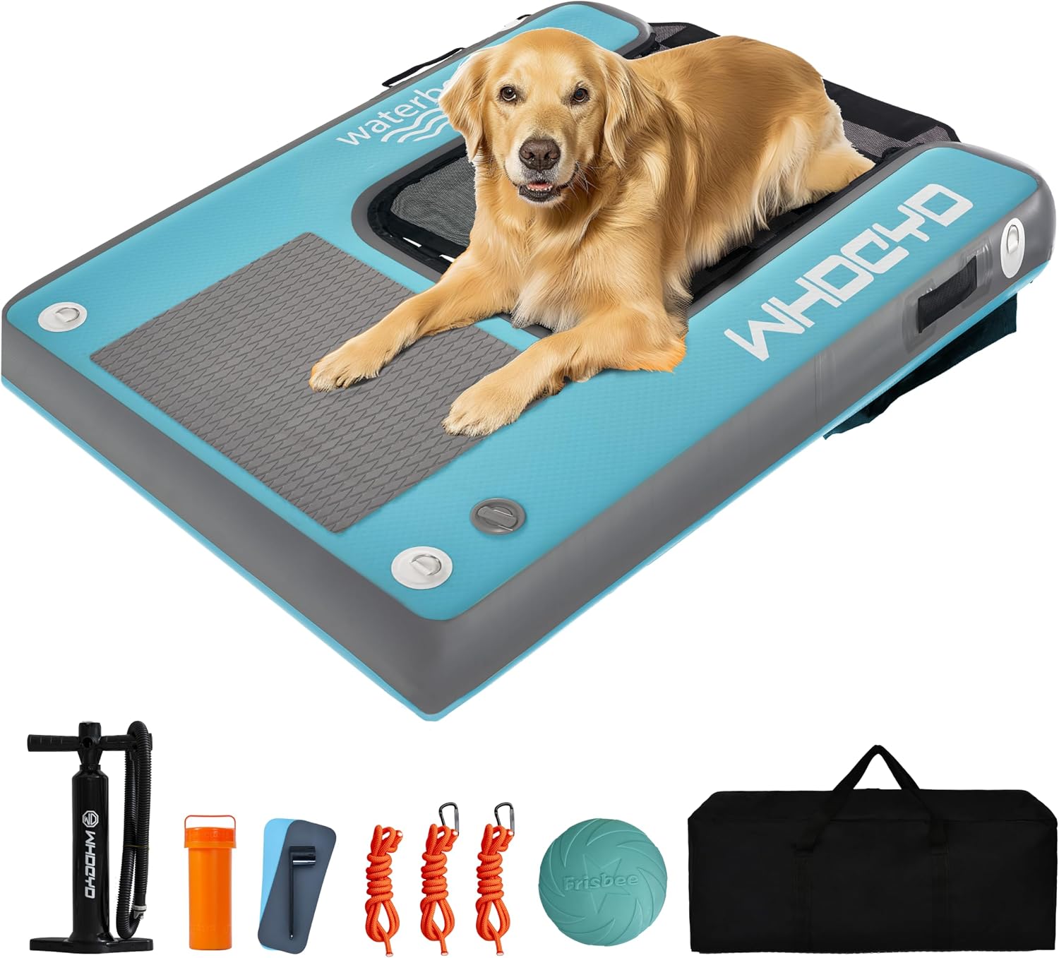 Inflatable Pup Plank Dog Float Floating Ramp Ladder for Pools Boats Docks Dog On Water Ladder Steps for Swimming Pets Up to 200 Pounds Water Bed for Human
