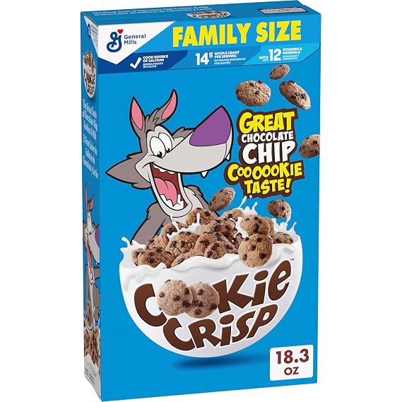 Cookie Crisp Chocolate Chip Cookie Breakfast Cereal, Family Size, 18.3 oz