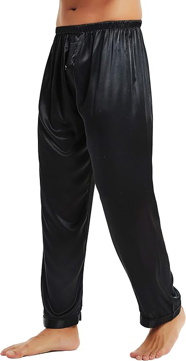 Lonxu Mens Satin Pyjamas Pants Sleep Bottoms Lounge Pants S~4XL