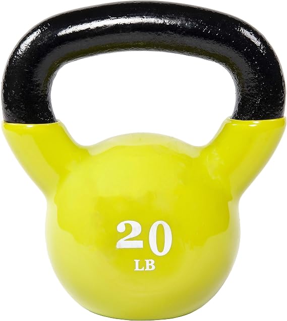 Fitvids All-Purpose Color Vinyl Coated Kettlebell, 5-50 Pounds, Yellow