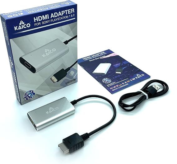 Kaico PS1 HDMI / PS2 AV Cable Compatible with Sony PlayStation & PS2 Models - Switch Between RGB & Component - PS1 & PS2 to HDMI Converter for Any HD TV | Supports RGB and YPbPr component modes for PS1 and PS2 games, with built-in switch, plug-and-play setup, and 12-month support
