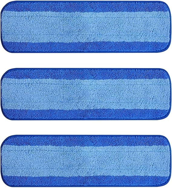 3Pack Mop Refill Pads, Microfiber Cleaning Pads Compatible with Bona Mop, 18 Inch Washable Reusable Replacement for Mopping Floor, Wet & Dry Use