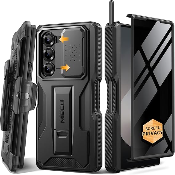 TONGATE for Z Fold 6 Case, with S Pen Slot & Privacy Screen, Black
