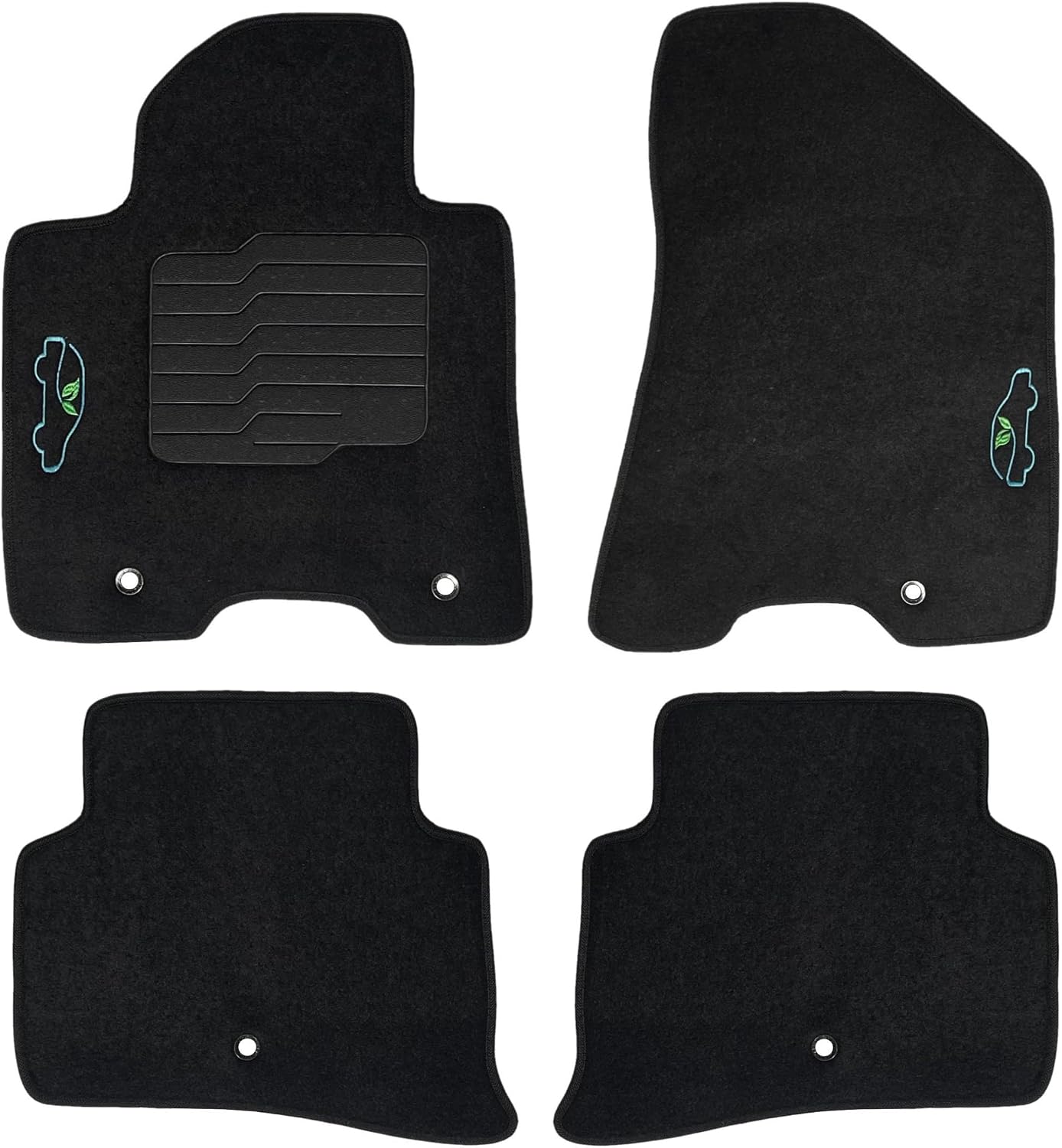ecoMats Carpet Floor Mats Custom Fit for 2017 to 2022 Kia Sportage  2019 to 2021 Hyundai Tucson, Front and Rear, Non-Slip Heel Pad and Safety Locks, Black
