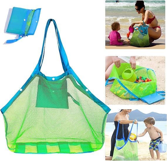 SupMLC Mesh Extra Large Beach Bags and Totes - Holds Toys, Towels, Sand Away - For Children's Toys, Market, Grocery, Picnic