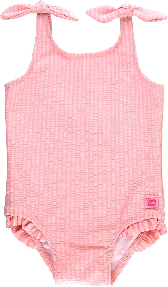 RuffleButts Girls UPF50+ Sun Protection Tie Shoulder/Cross Back One Piece Swimsuit