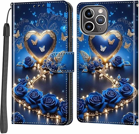 Case Wallet for iPhone 12 Pro Max, Blue Flower