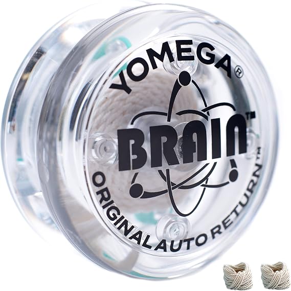 Yomega The Original Brain - Professional Yoyo For Kids And Beginners, Responsive Auto Return Yo Yo Best For String Tricks + Extra 2 Strings & (Clear)