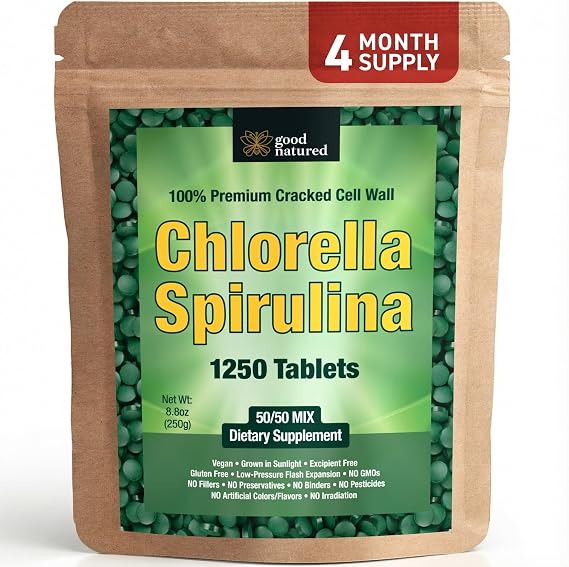 Spirulina Chlorella Tablets - Spirulina Capsules - Chlorella Tablets 1250