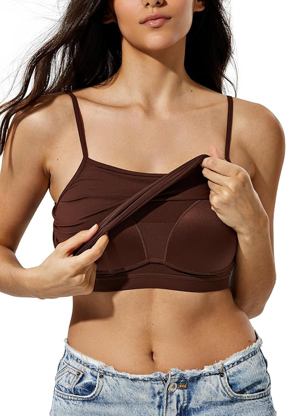 ZeroBound Camisole Built in Shelf Bra Tank Top - Basic Square Neck Halter Tops for Women, Spaghetti Strap Cami Tank Tops