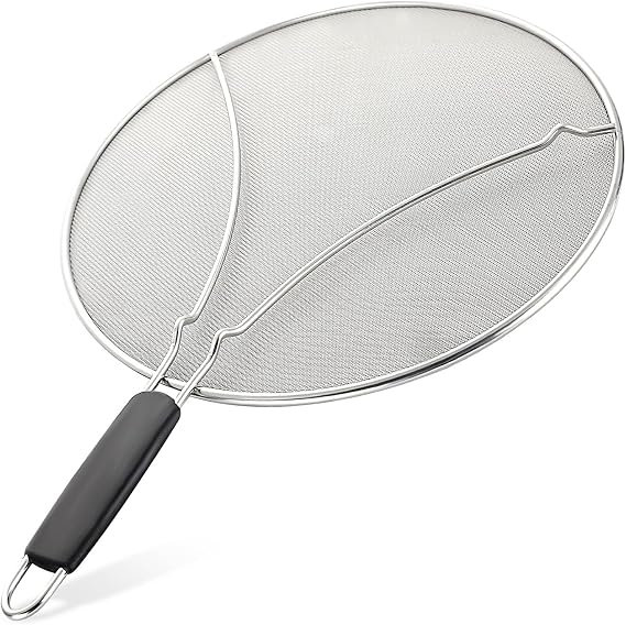 Zulay Kitchen Splatter Screen for Frying Pan (13) - Grease Splatter Guard for Frying Pan - Oil Splatter Guard - Oil Splash Guard for Frying Pan - Stainless Steel Grease Screen for Stove Top (Black)