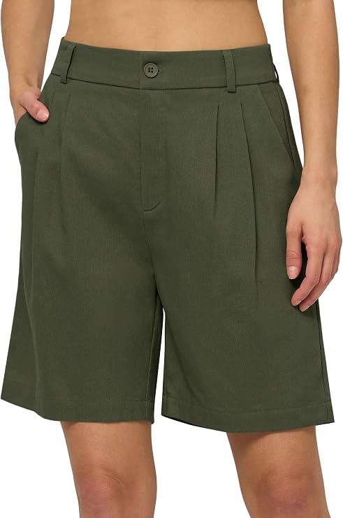 Willit Women's Linen Shorts Wide Leg Dress Casual Summer Pleated Shorts High Waisted with Pockets 7" 10"