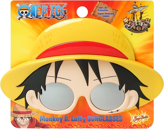 Sun-Staches Monkey D. Luffy Sunglasses, One Piece Costume Accessory Yellow