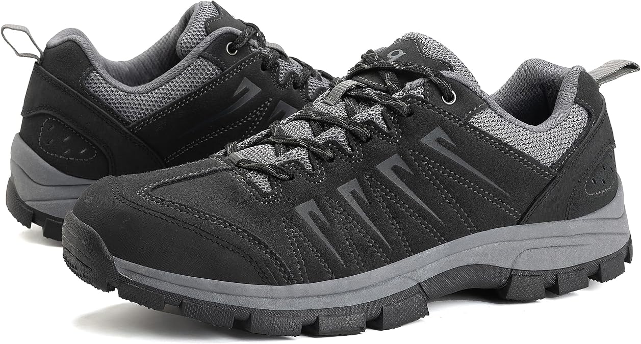OL OUTJET LEGEND Men's Waterproof Hiking Shoes Comfortable Leather Walking Shoes Anti Slip Outdoor Shoes