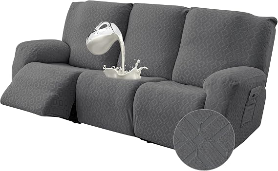 Gennia Waterproof Recliner Sofa Cover,3 Seat Couch Cover,Dark Gray