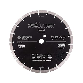 Evolution Power Tools Diamond Blade 12-Inch for Disc Cutter, Concrete Saw | 1 Inch Arbor | Segmented Diamond Edge | Blade for Reinforced Concrete, Stone, Brick, Masonry