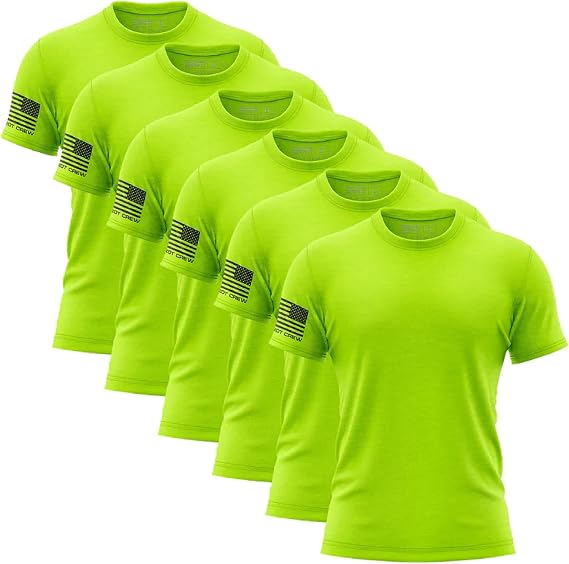 Patriot Crew Men's 6 Pack High-Vis Safety Fresh T-Shirt, American Graphic Tee, Patriotic, USA & Freedom Style Shirt