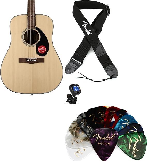 Fender CD-60S Dreadnought Acoustic Guitar Essentials Bundle - Natural