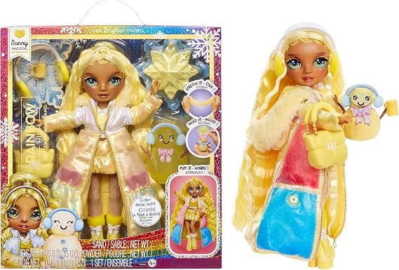 RAINBOW HIGH Winter Wonderland - Sunny (Yellow) - 11" Fashion Doll with Hidden Magic Snow that Puffs with Water - Includes Snowman Kit, Kids Ages 4-12 and Collectors