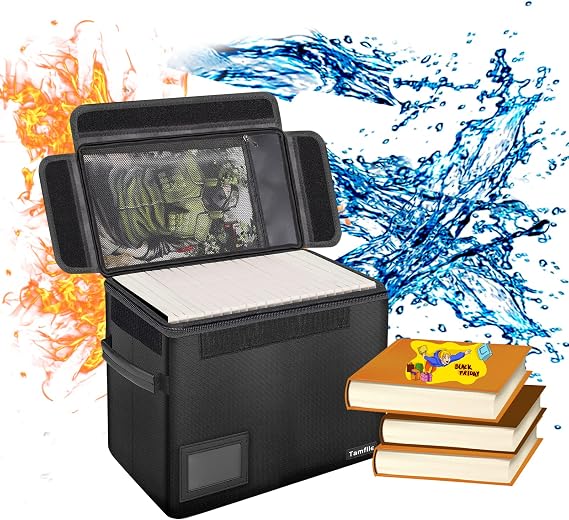 Tamfile Fireproof Comic Book Storage Box, Holds 150-175 Comics, Black