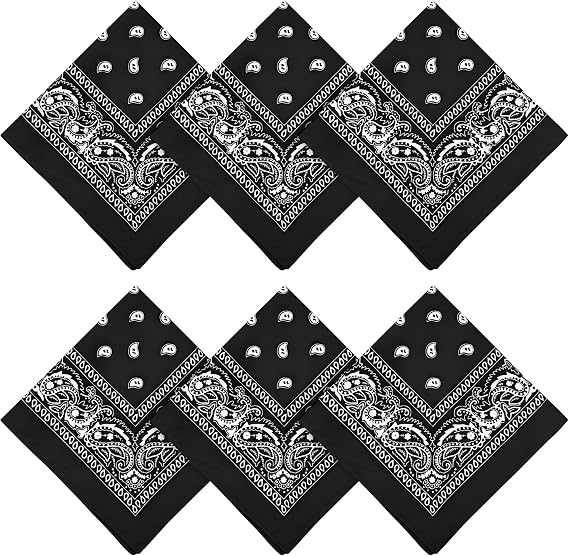 URATOT 6 Pack Tie Dye Bandana Cotton Paisley Bandanas Headbands Cowboy Handkerchiefs for Men and Women