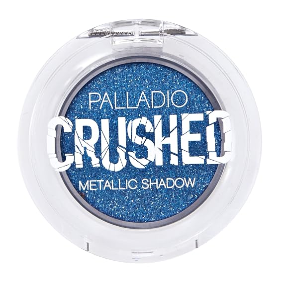 Palladio Crushed Metallic Eyeshadow, Blue Moon, Pressed Pigments for Highly Reflective Foil Finish, Cream Eyeshadow w/No Creasing, Amazing Color Depth, Apply Glitter Eyeshadow with Eyeshadow Brushes