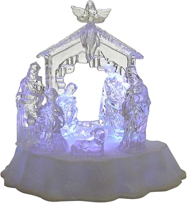 BANBERRY DESIGNS Nativity Scene - Lighted Holy Family in Manger - Religious Christmas -Table Top Decoration - Measures 6.5 H x 7.5 W x 6.5 D