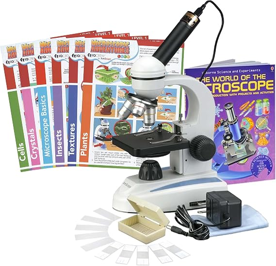AmScope M149C-PB10-WM-EXCL1-E 1000X Microscope w Glass Lens & Metal Frame