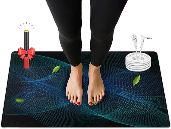Grounding Mat, Earth Grounding Pad with Conductivity Test Pen & 15ft Grounding Cord, Grounding Mats for Pain Relief, Relaxation & Stress Relief, Indoor Grounding pad (24x16.1in)