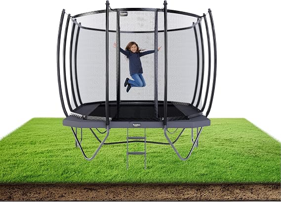 Avyna Pro-Line Above-Ground Trampoline with Safety Enclosure - Large Round Outdoor Trampoline for Children and Adults - Black, Polypropylene Mat, Steel Frame and Springs, Combined Pad