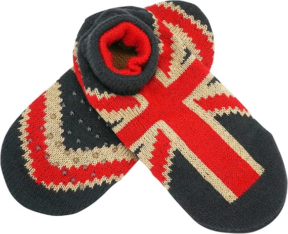 ELFJOY Women Girls Indoor Non-Slip Thick Fluffy Cozy National Flag Winter Crew Socks