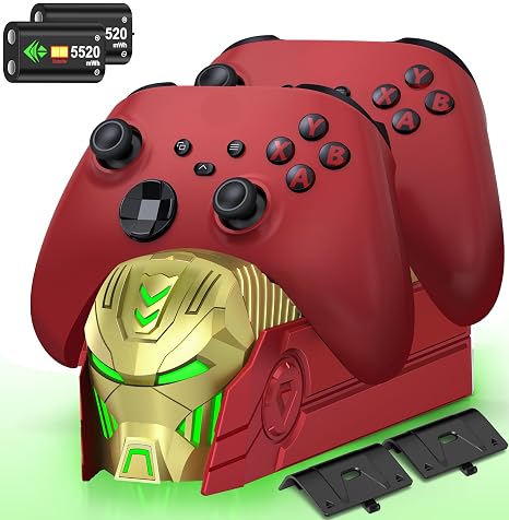 Upgraded Charger Station Compatible with Xbox One/Xbox Series X|S Controller, Dual Xbox Controller Charger Station with 2X 5520mWh Rechargeable Battery Packs & 4 Battery Xbox 360 Batteries