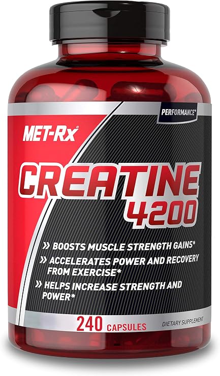 MET-Rx Creatine 4200 Pre or Post Workout Supplement, Creatine Capsules, 240 Count