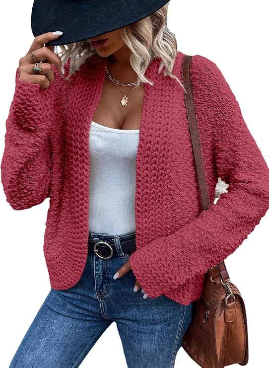 Dokotoo Women's 2026 Fashion Casual Open Front Long Sleeve Chunky Knit Cardigans Sweaters Outerwear Coats