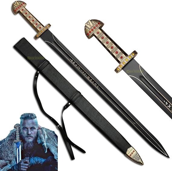 [DARK WARRIOR] Viking Sword of Ragnar Lothbrok - Vikings Sword of Kings The Ragnar Sword Ironside Sword - Medieval Sword of Viking The Symbol of Kingship-Sword for Gift & Role Play Ragnar lothbrok