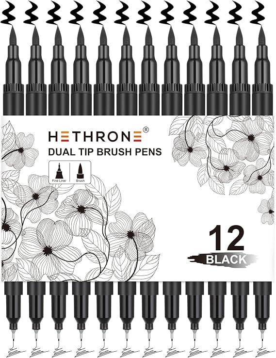 Hethrone Black Coloring Markers (Pack of 12)