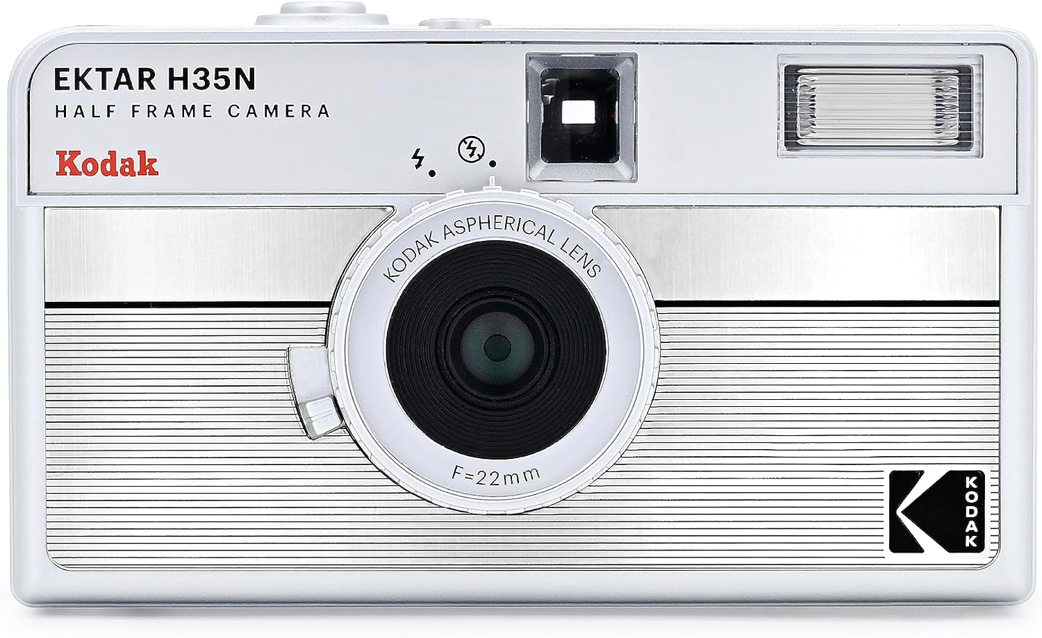 KODAK EKTAR H35N Half Frame Film Camera, 35mm, Reusable, Focusless, Bulb Function, Internal Star Filter, Coated Enhanced Lens Movie and AAA Battery Not Included Striped