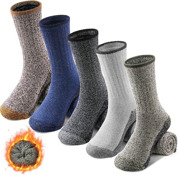 FRESBEIT Wool Socks Mens - Extra Thick Winter Warm Merino Thermal Socks for Men